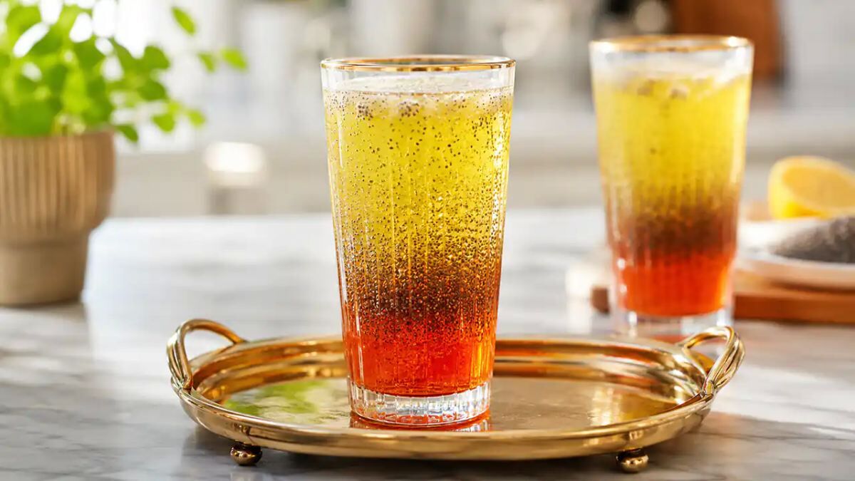 طرز تهیه شربت خاکشیر دو رنگ / ترفندخاکشیر دو رنگ با فوت‌وفن لایه‌بندی حرفه‌ای
