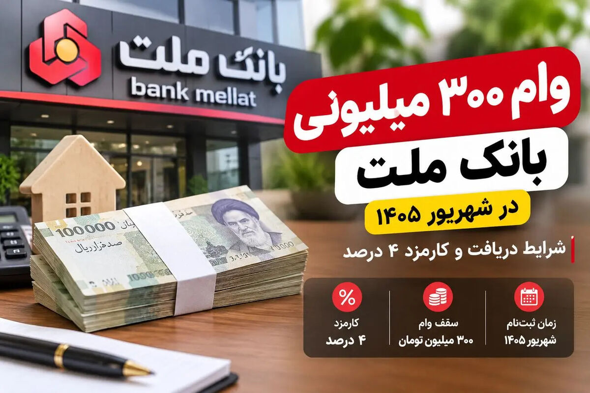 وام ۳۰۰ میلیونی بانک ملت برای همه اقشار در شهریور ۱۴۰۵ | ثبتنام دریافت وام فوری برای بازنشستگان و مستمری بگیران با اقساط ۶۰ ماهه